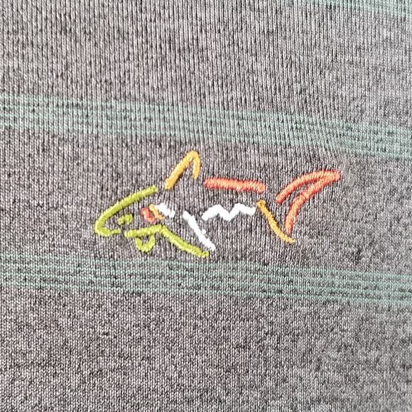 Greg Norman Pullover Shirt Mens Large Gray Stripe PlayDry Golf Performance Shark - Picture 4 of 13